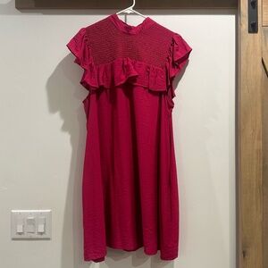 A New Day Hot Pink Sleeveless Ruffle Yoke Dress